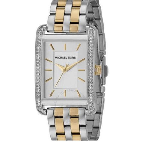 michael kors glitz rectangle watch silver